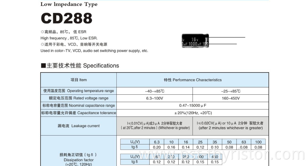 Low impedance electrolytic capacitor